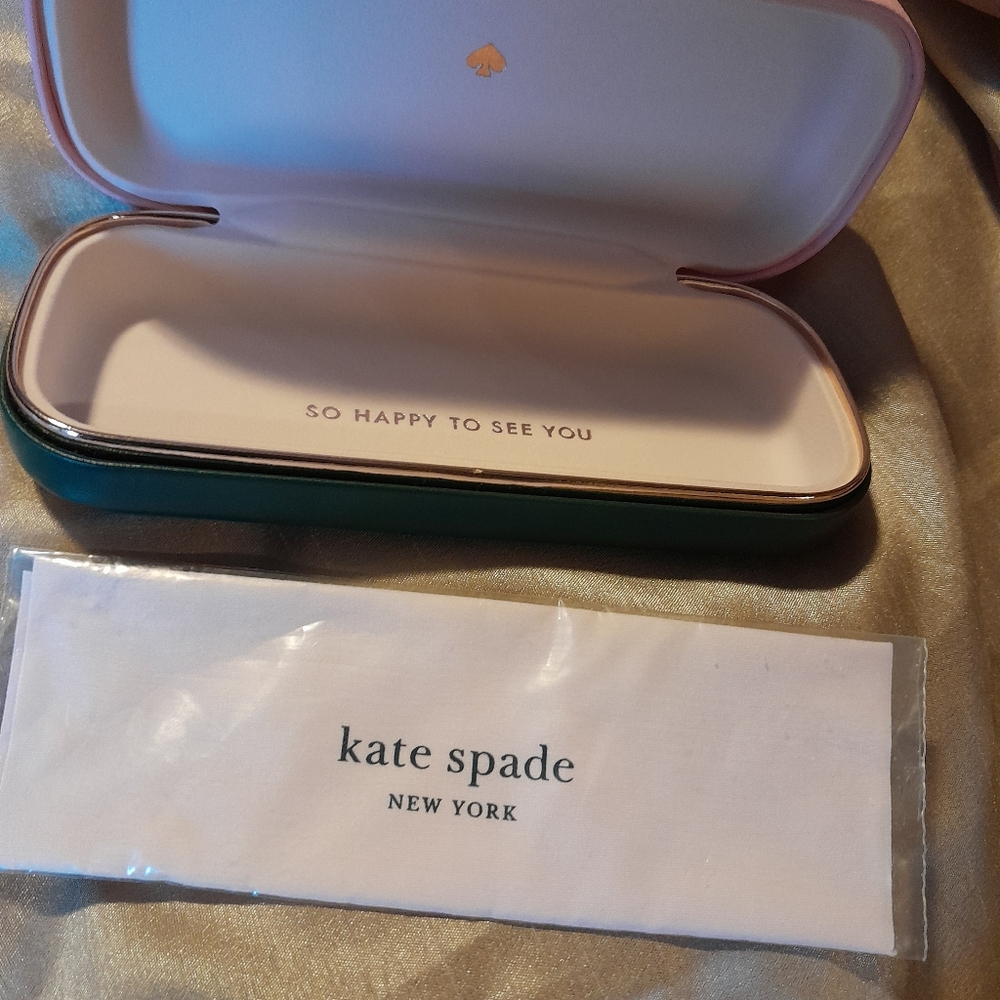 Kate spade eyeglass case with cleaning towel.
